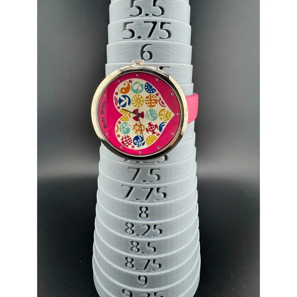 NEW LUCKY BRAND SHINY SILVER TONE,PINK LEATHER BACKING BAND,HEART DIAL WATCH